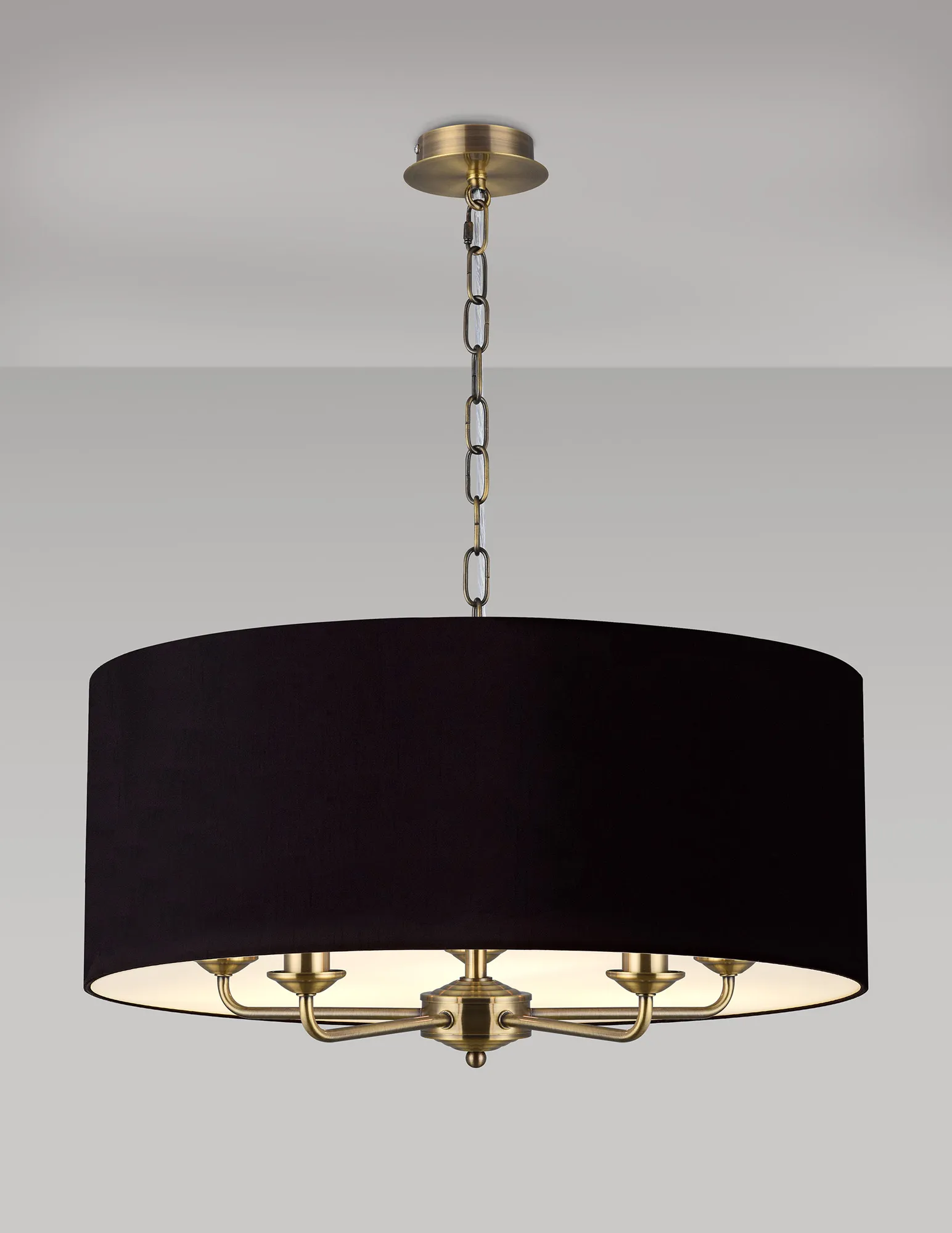 Banyan 60cm 5 Light Pendant Antique Brass; Midnight Black/Green Olive DK0666  Deco Banyan AB BL/GR